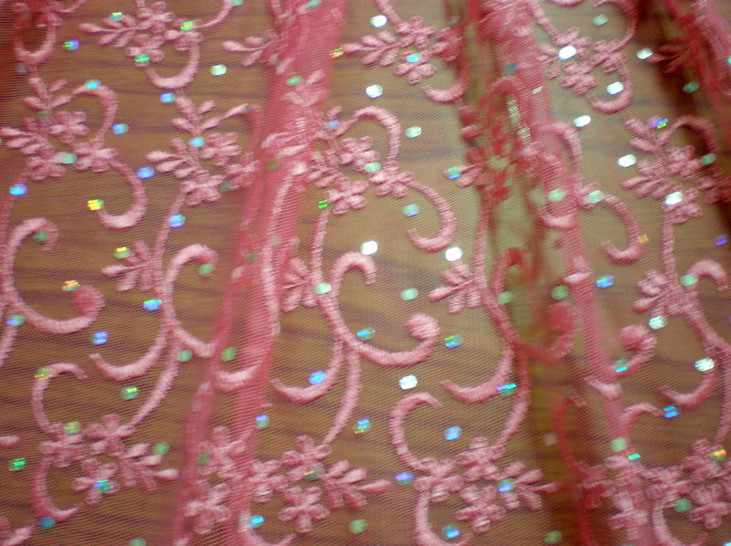 2.Deep Pink Sequins Lace